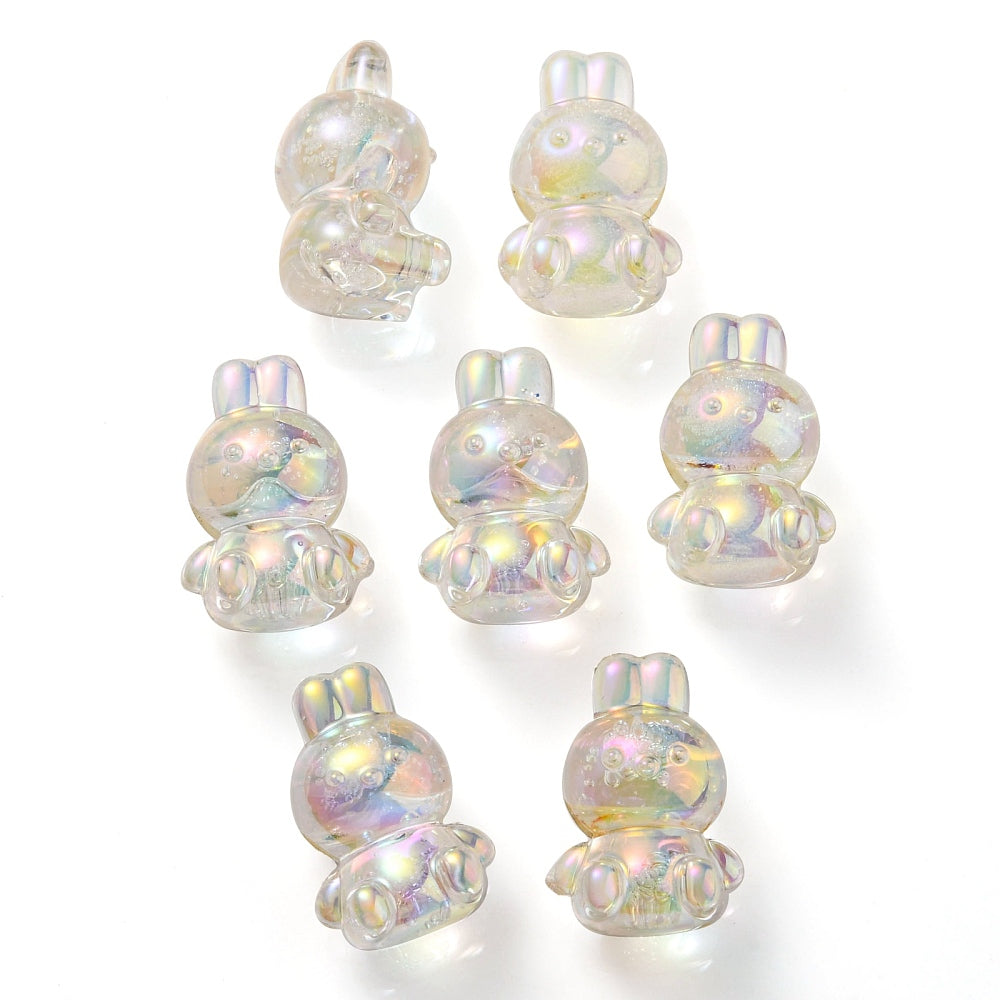 Cute Bunny Beads - 40 pieces - 18mm AB Clear Bunny Rabbit Bubble Bead Resin or Acrylic Beads