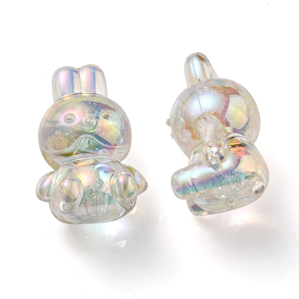Cute Bunny Beads - 40 pieces - 18mm AB Clear Bunny Rabbit Bubble Bead Resin or Acrylic Beads