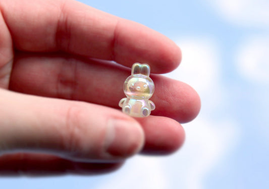Cute Bunny Beads - 40 pieces - 18mm AB Clear Bunny Rabbit Bubble Bead Resin or Acrylic Beads