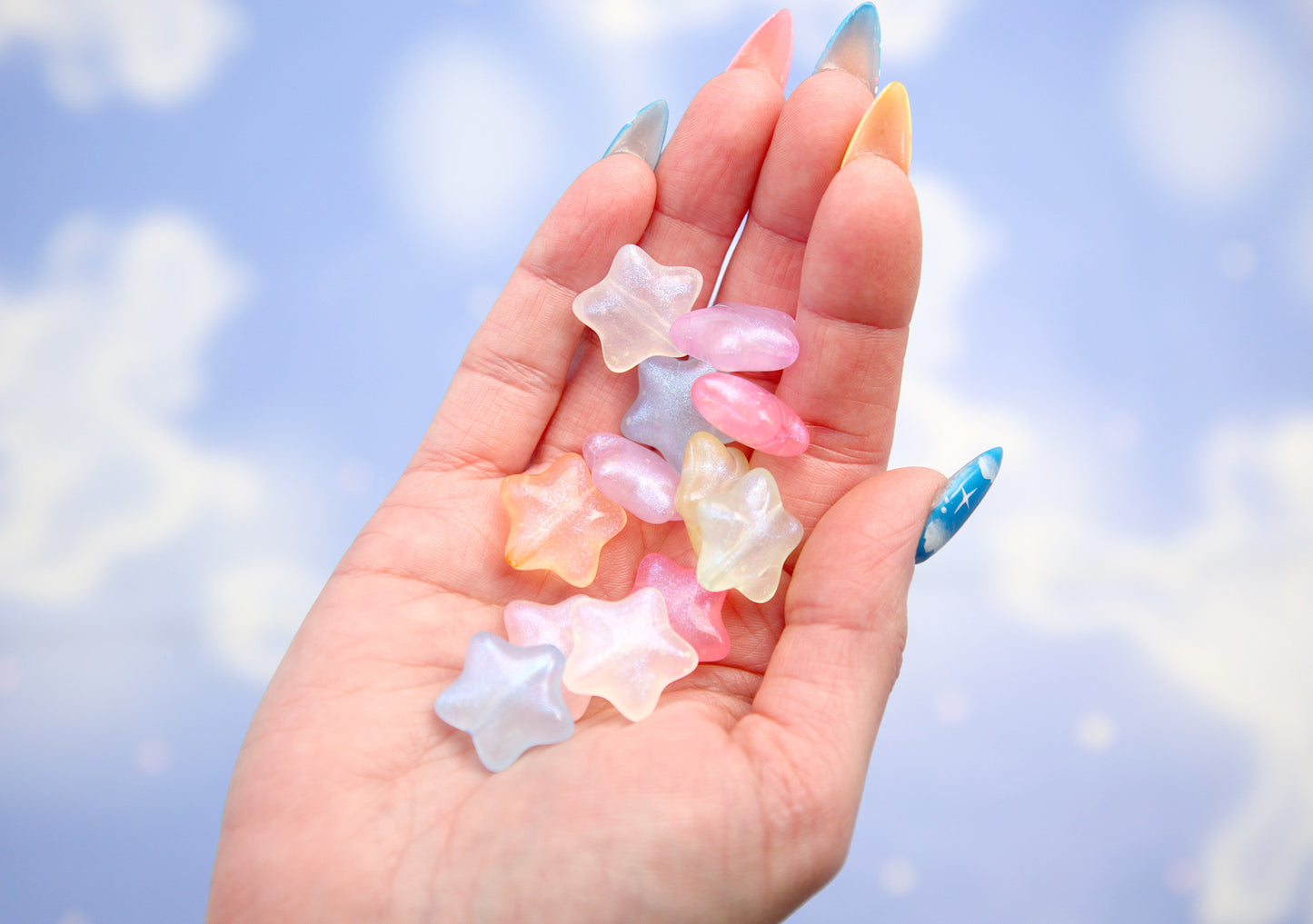 Large Pastel Star Beads (30 pcs) 19mm Chunky Glow in the Dark Star Beads - Big Star Acrylic or Plastic Beads