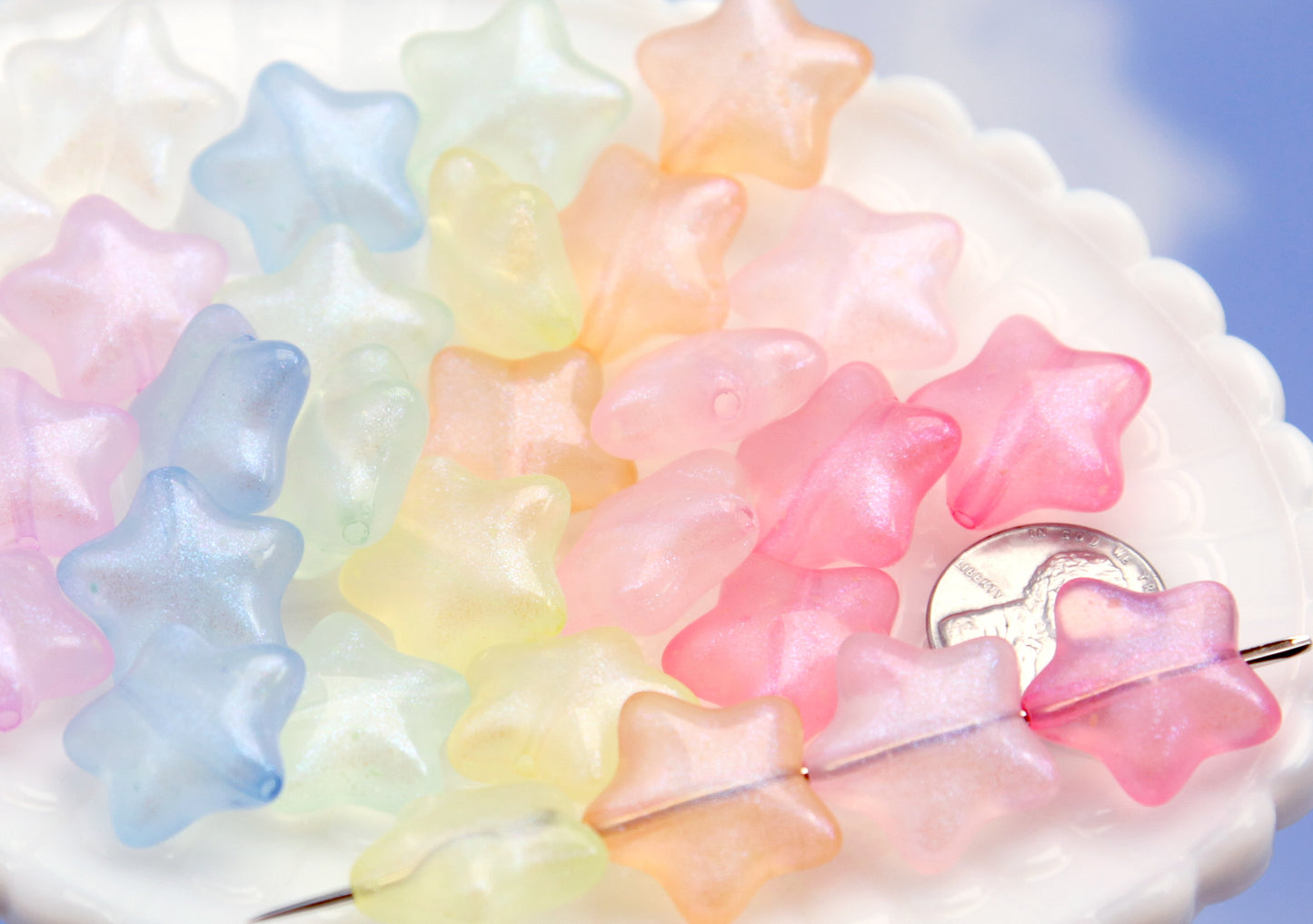 Large Pastel Star Beads (30 pcs) 19mm Chunky Glow in the Dark Star Beads - Big Star Acrylic or Plastic Beads