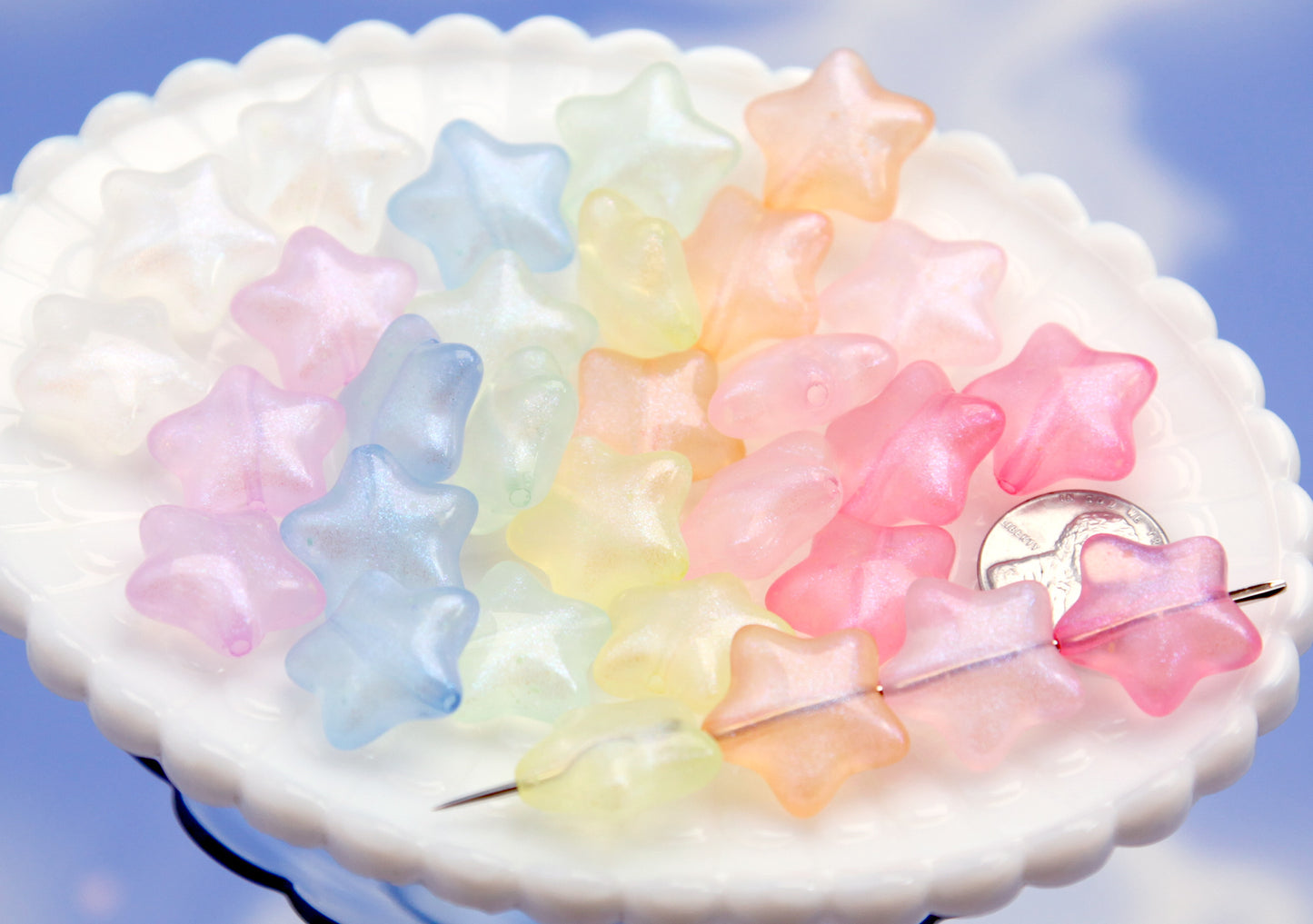 Large Pastel Star Beads (30 pcs) 19mm Chunky Glow in the Dark Star Beads - Big Star Acrylic or Plastic Beads