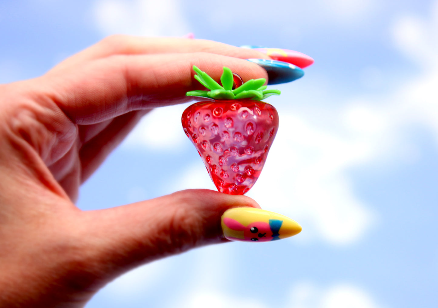 Strawberry Charms - 2 pieces - 37mm Big Fake Strawberries Plastic or Resin Charms