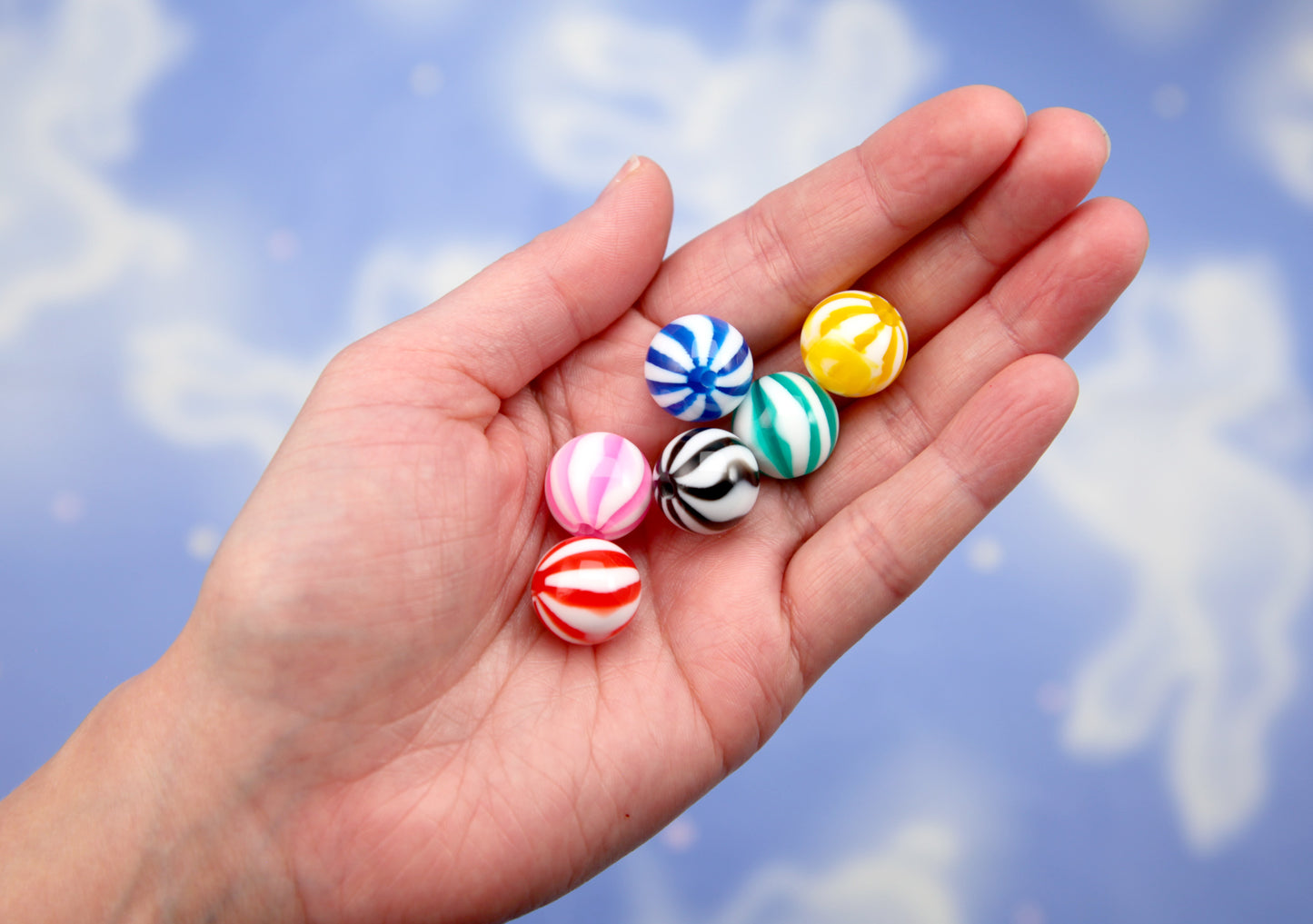 Colorful Resin Beads - 12 pieces - 15mm Peppermint Stripe Chunky Resin Beads - Super High Quality