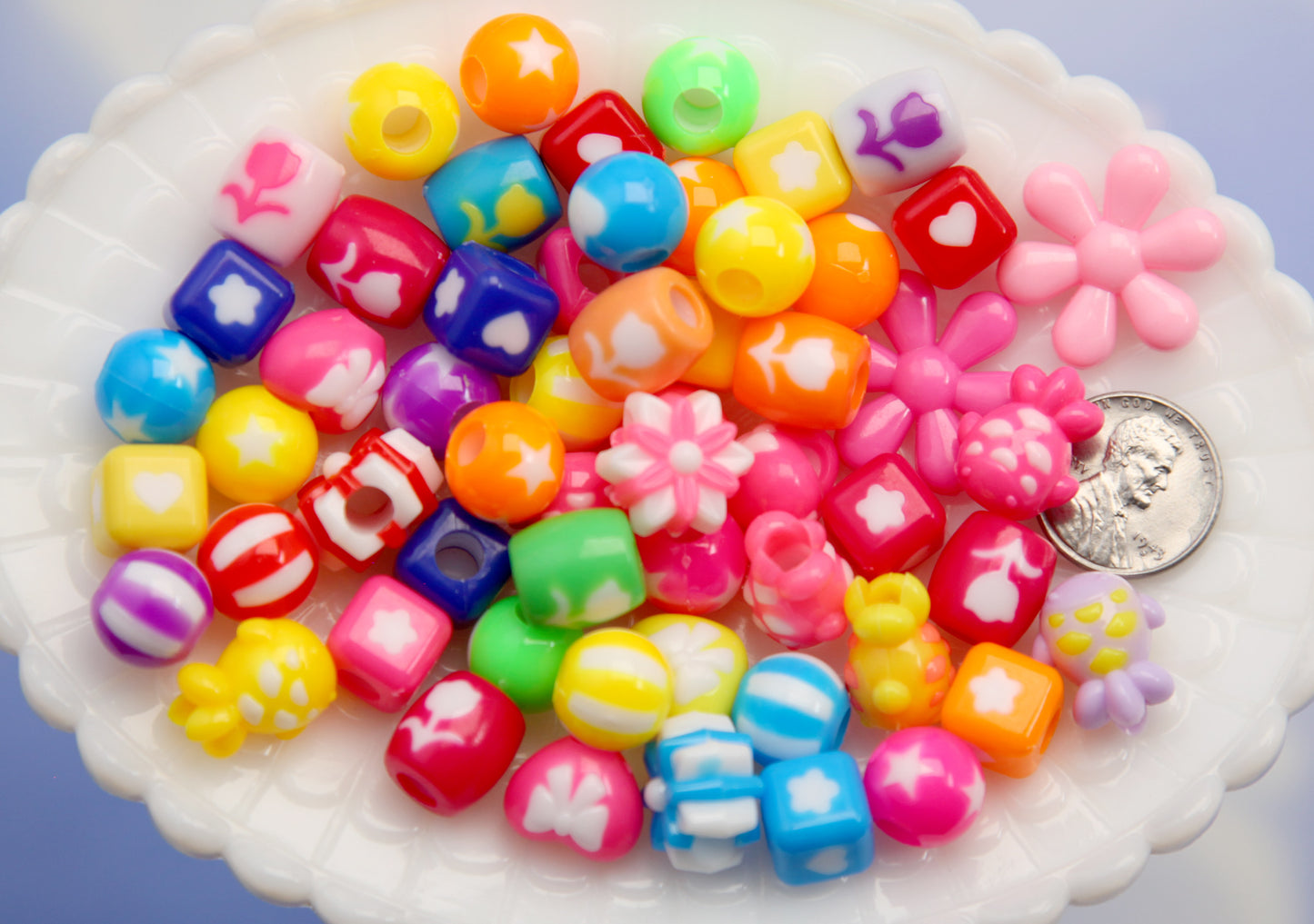 Super BRIGHT Bead Grab Bag - Cute Mixed Lot of Plastic Beads - great for kandi, ispy, sensory crafts, jewelry making - Approx 200 pcs