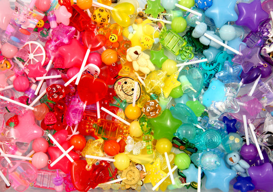 Acrylic Charms Grab Bag - Choose Size! - Cute Mixed Lot of Plastic Charms - great for kandi, ispy, sensory crafts, jewelry making - 40~200 pcs