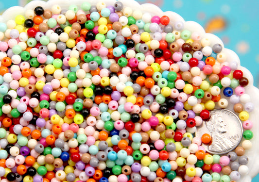 Tiny Beads - 4mm Classic Bright Solid Colors Acrylic Spacer Beads: Super Tiny Beads (1000 pieces)
