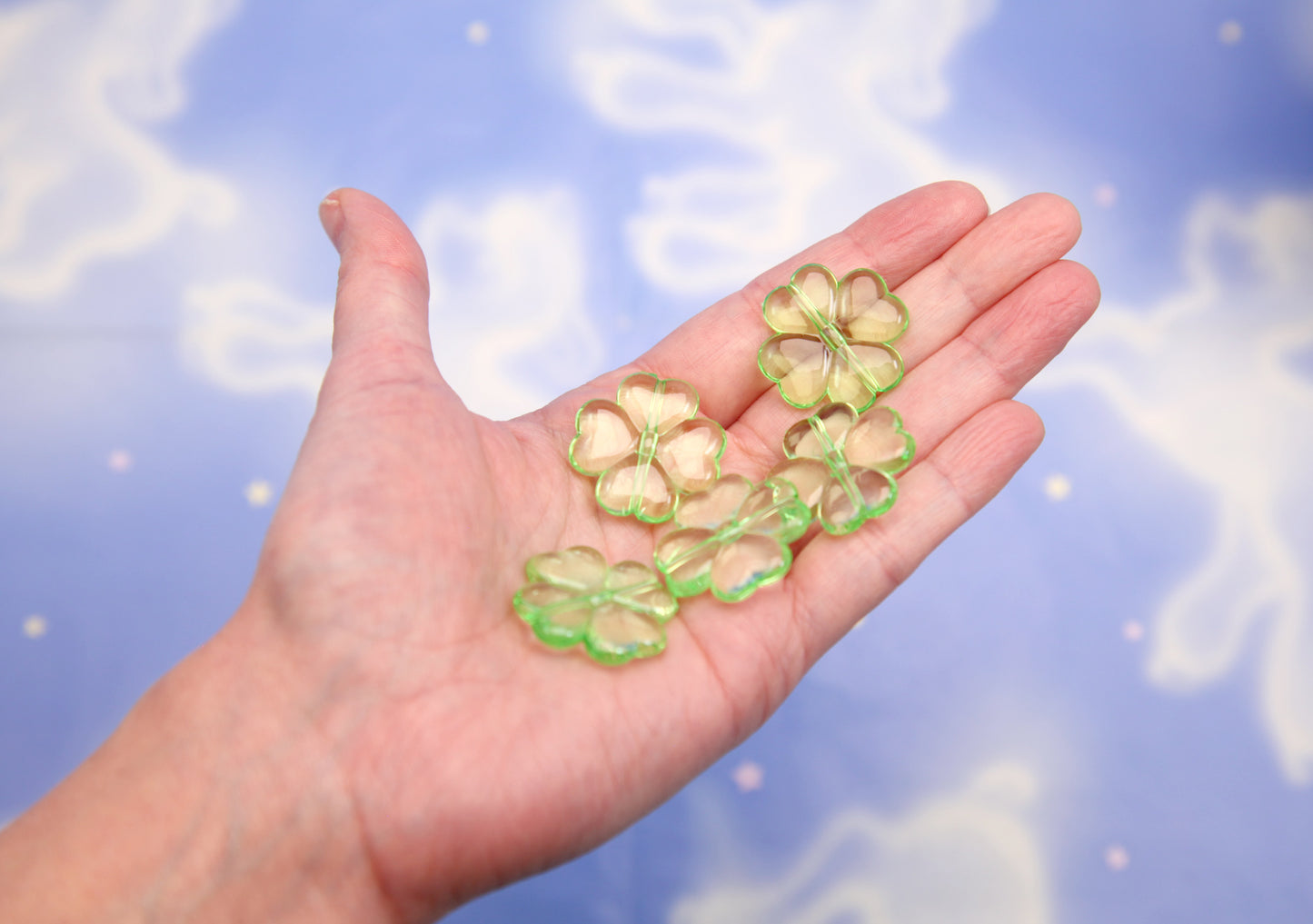 Big Clover Beads - 8 pieces - 40mm Lovely Shamrock Large Green Four Leaf Clover- St. Patrick's Day Acrylic or Plastic Beads