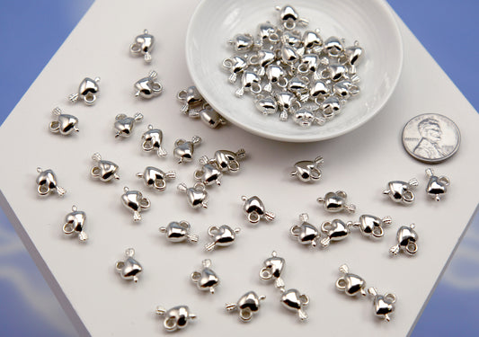 Tiny Cupid Heart pendant (100 pcs) Mini Electroplated plastic Arrow through Heart Charm - Acrylic or Plastic Mini Charms
