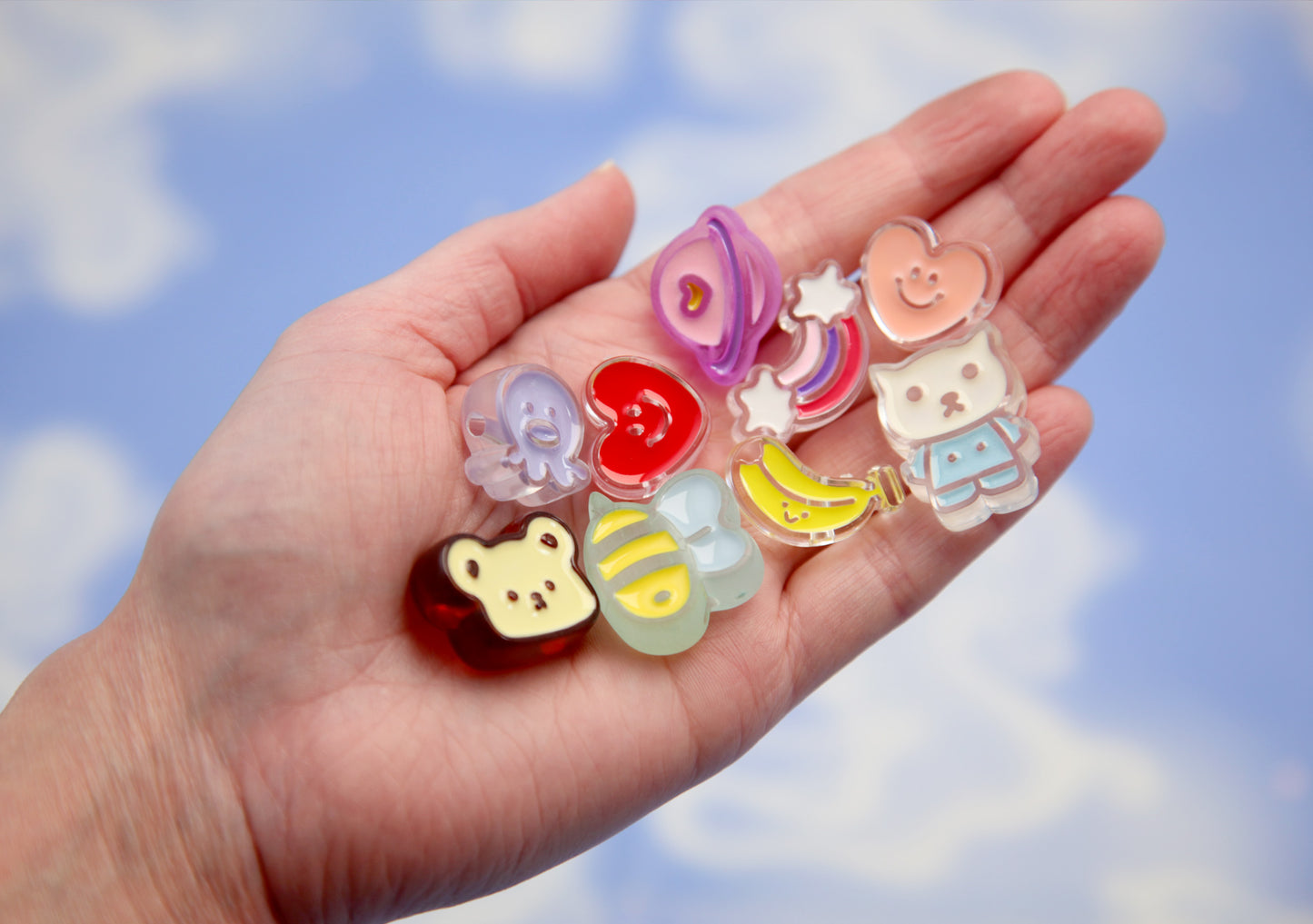 Cute Bead Grab Bag - Double Layer Style Beads - Mixed Lot of Plastic Beads - great for kandi, ispy, sensory crafts, jewelry making - 50 pcs