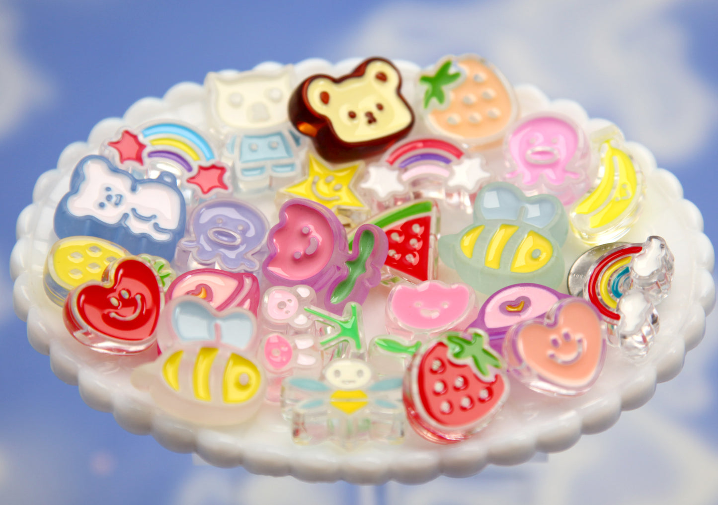 Cute Bead Grab Bag - Double Layer Style Beads - Mixed Lot of Plastic Beads - great for kandi, ispy, sensory crafts, jewelry making - 50 pcs