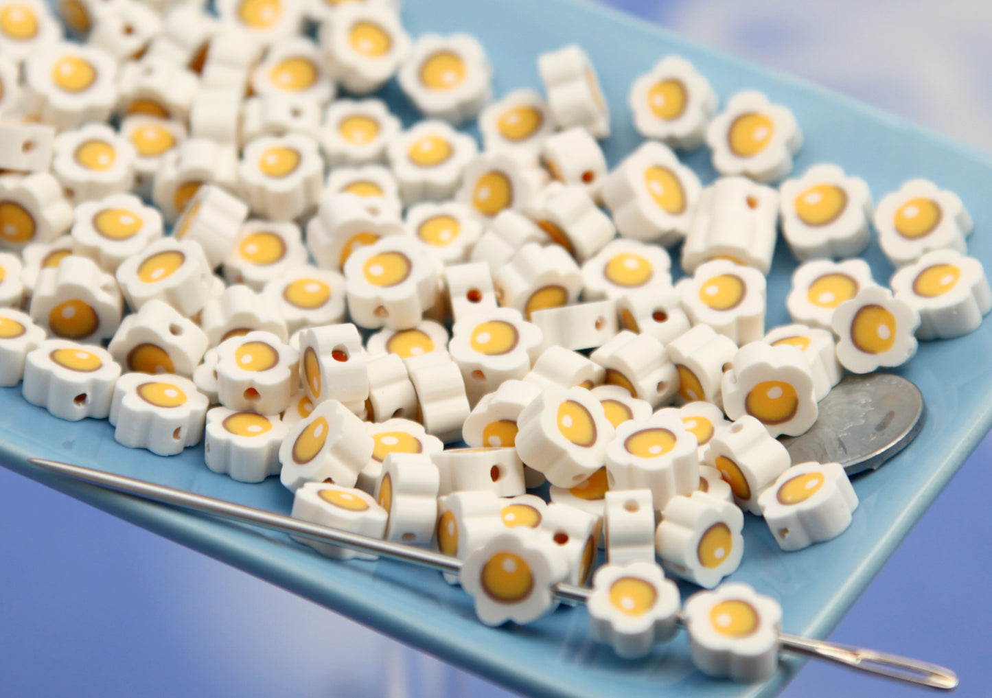Cute Egg Beads - 100 pieces - 9mm Little Eggs Faux Food Shape Beads Fimo or Polymer Clay Beads