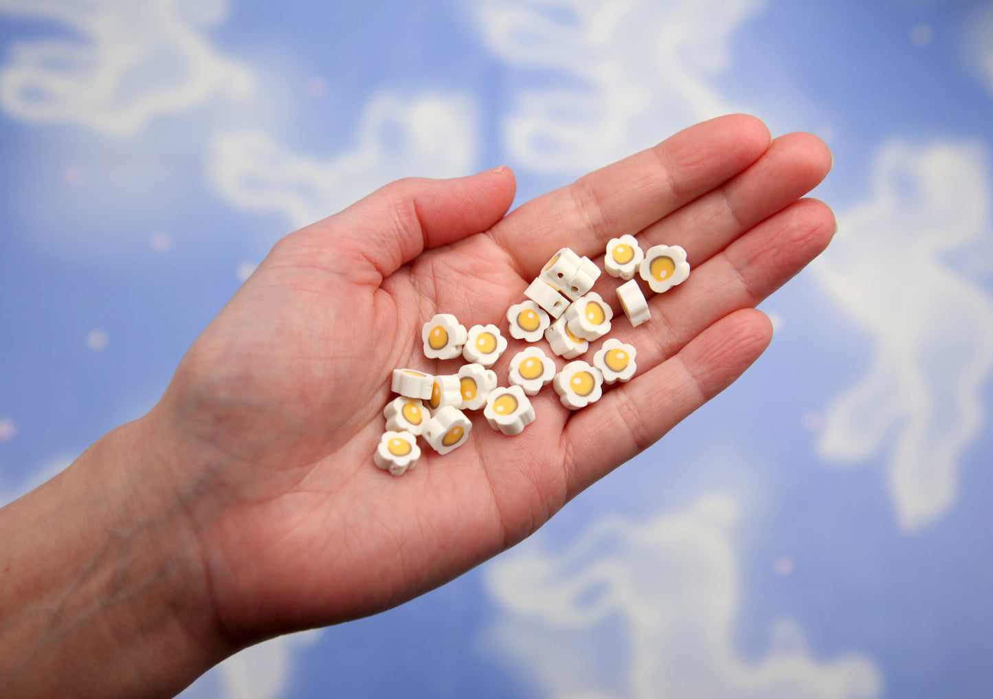 Cute Egg Beads - 100 pieces - 9mm Little Eggs Faux Food Shape Beads Fimo or Polymer Clay Beads