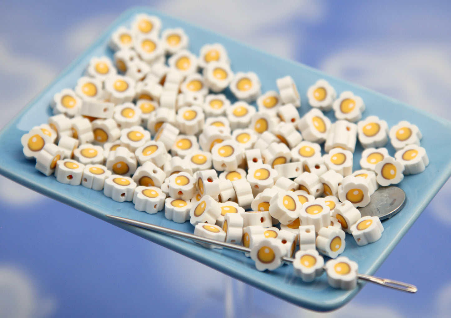 Cute Egg Beads - 100 pieces - 9mm Little Eggs Faux Food Shape Beads Fimo or Polymer Clay Beads