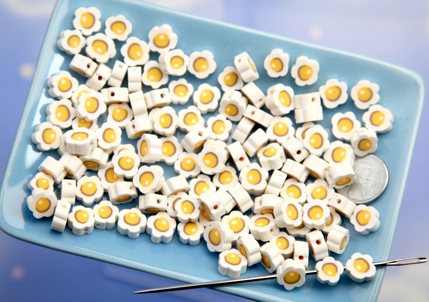 Cute Egg Beads - 100 pieces - 9mm Little Eggs Faux Food Shape Beads Fimo or Polymer Clay Beads