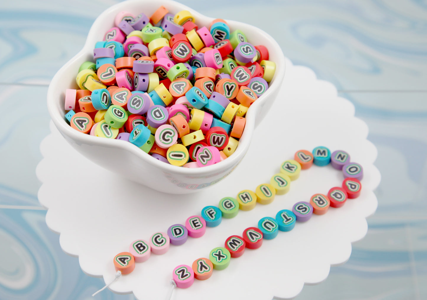 Cute Letter Beads - 10mm Colorful Fimo Alphabet Bead or Polymer Clay Letter Beads (200 pcs)