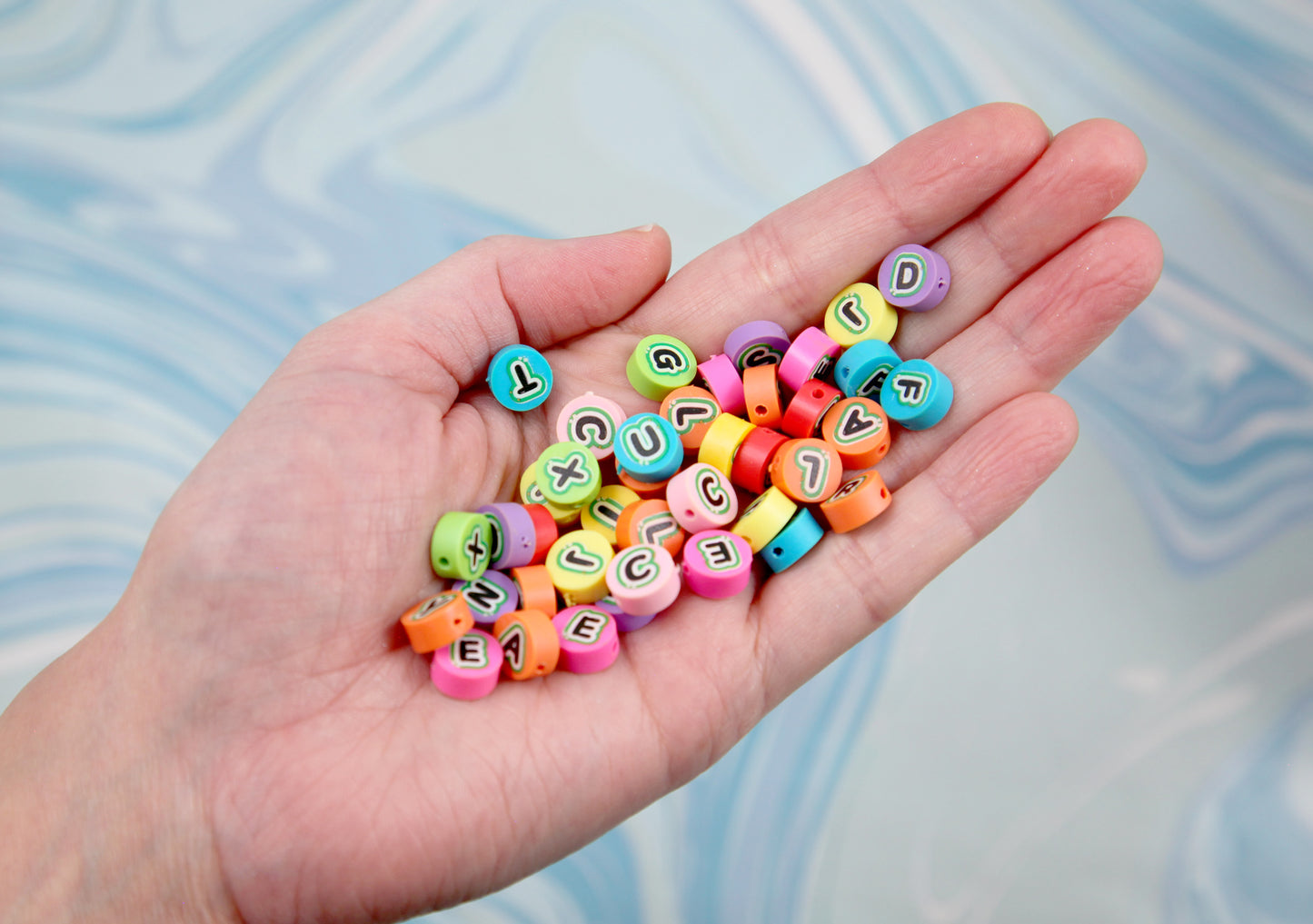 Cute Letter Beads - 10mm Colorful Fimo Alphabet Bead or Polymer Clay Letter Beads (200 pcs)