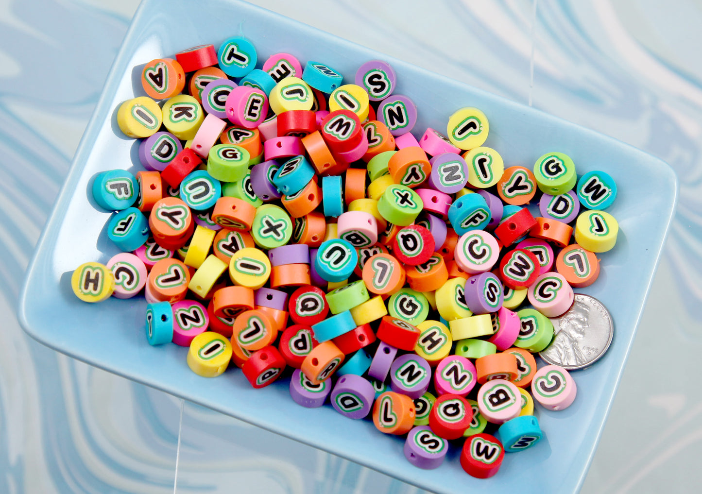 Cute Letter Beads - 10mm Colorful Fimo Alphabet Bead or Polymer Clay Letter Beads (200 pcs)