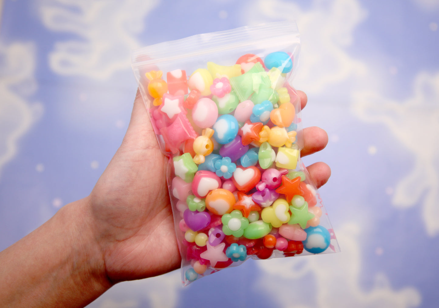 Acrylic Jelly Color Bead Grab Bag - Mixed Lot of Bright Plastic Beads - for kandi, ispy, sensory crafts, jewelry making - Approx 150 pcs