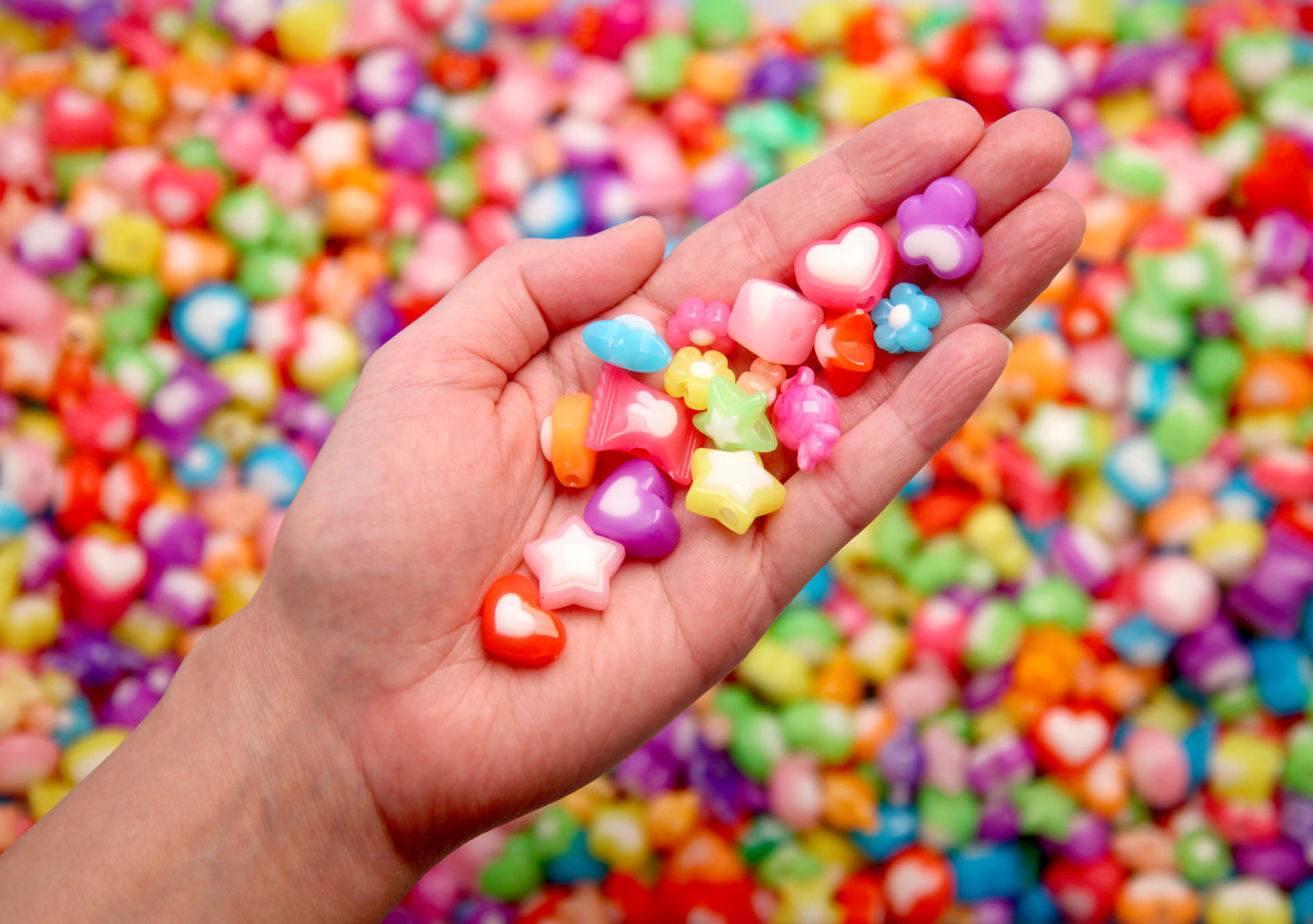 Acrylic Jelly Color Bead Grab Bag - Mixed Lot of Bright Plastic Beads - for kandi, ispy, sensory crafts, jewelry making - Approx 150 pcs