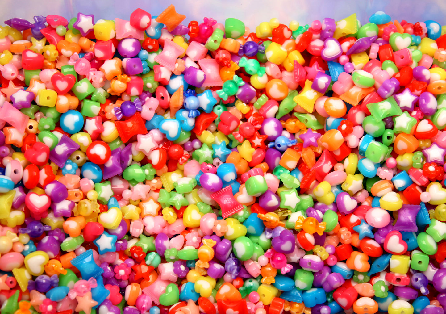 Acrylic Jelly Color Bead Grab Bag - Mixed Lot of Bright Plastic Beads - for kandi, ispy, sensory crafts, jewelry making - Approx 150 pcs