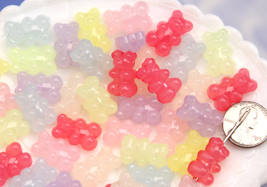 Fake Gummy Bear Beads - 18mm Jelly Color Fake Gummy Bears with Hole for Stringing - Fake Candy Resin Beads (40 pieces)