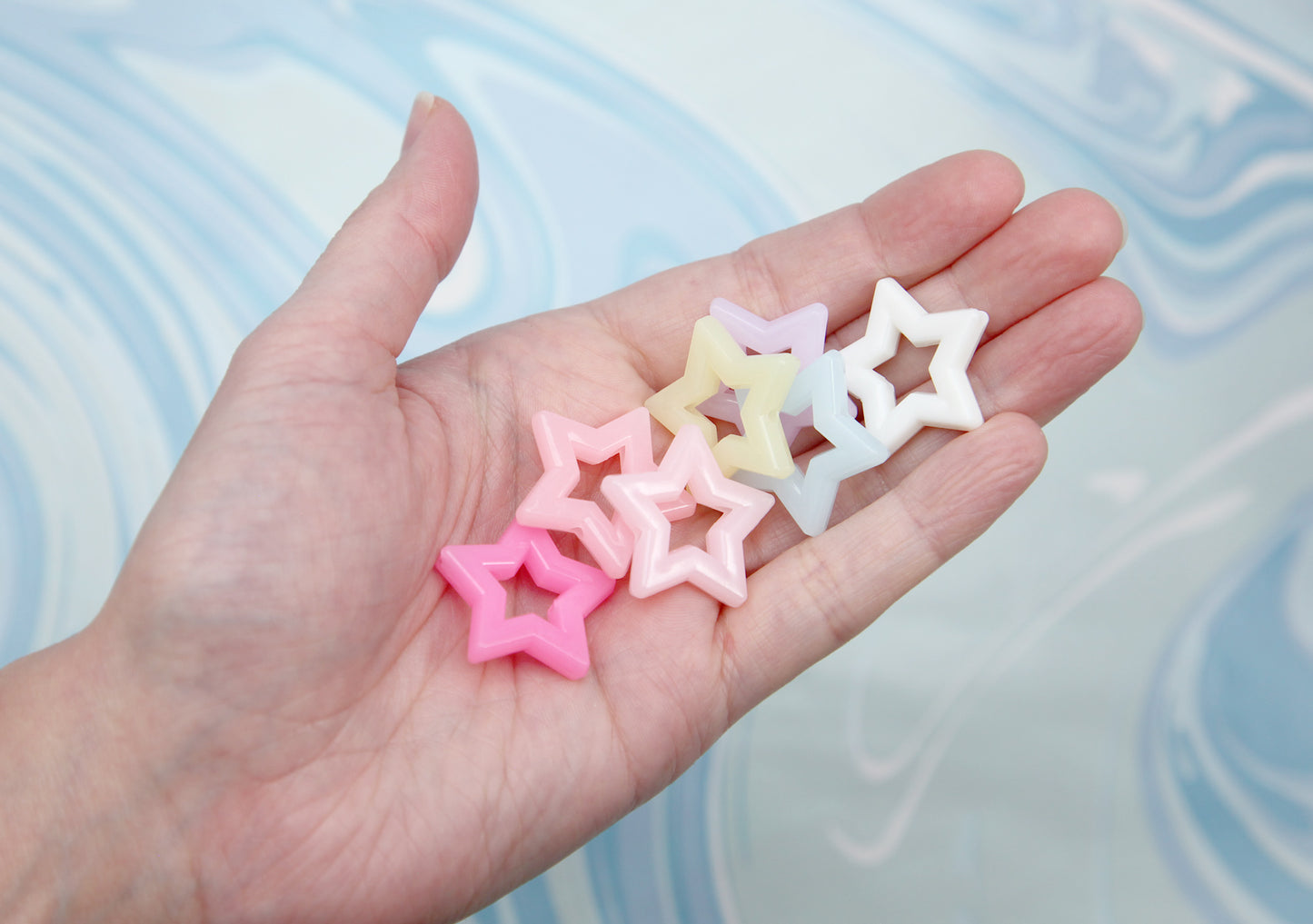 Star Beads - 27mm Milky Color Pastel Outline Star Chunky Acrylic or Resin Beads - 25 pcs set