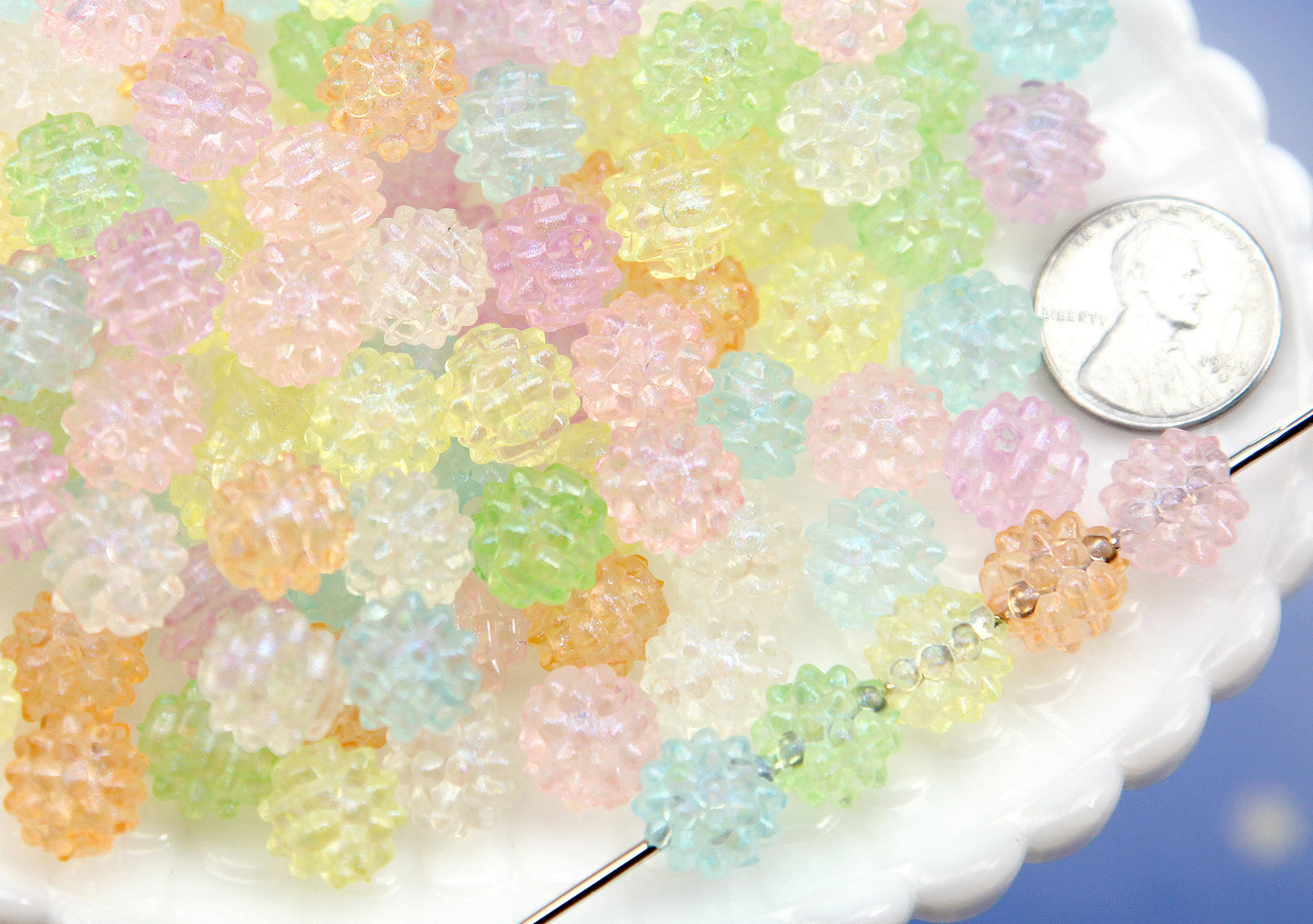 Small Pastel Konpeito Beads (50 pieces) 12mm Berry Beads, Faux Hard Candy Acrylic or Resin Beads
