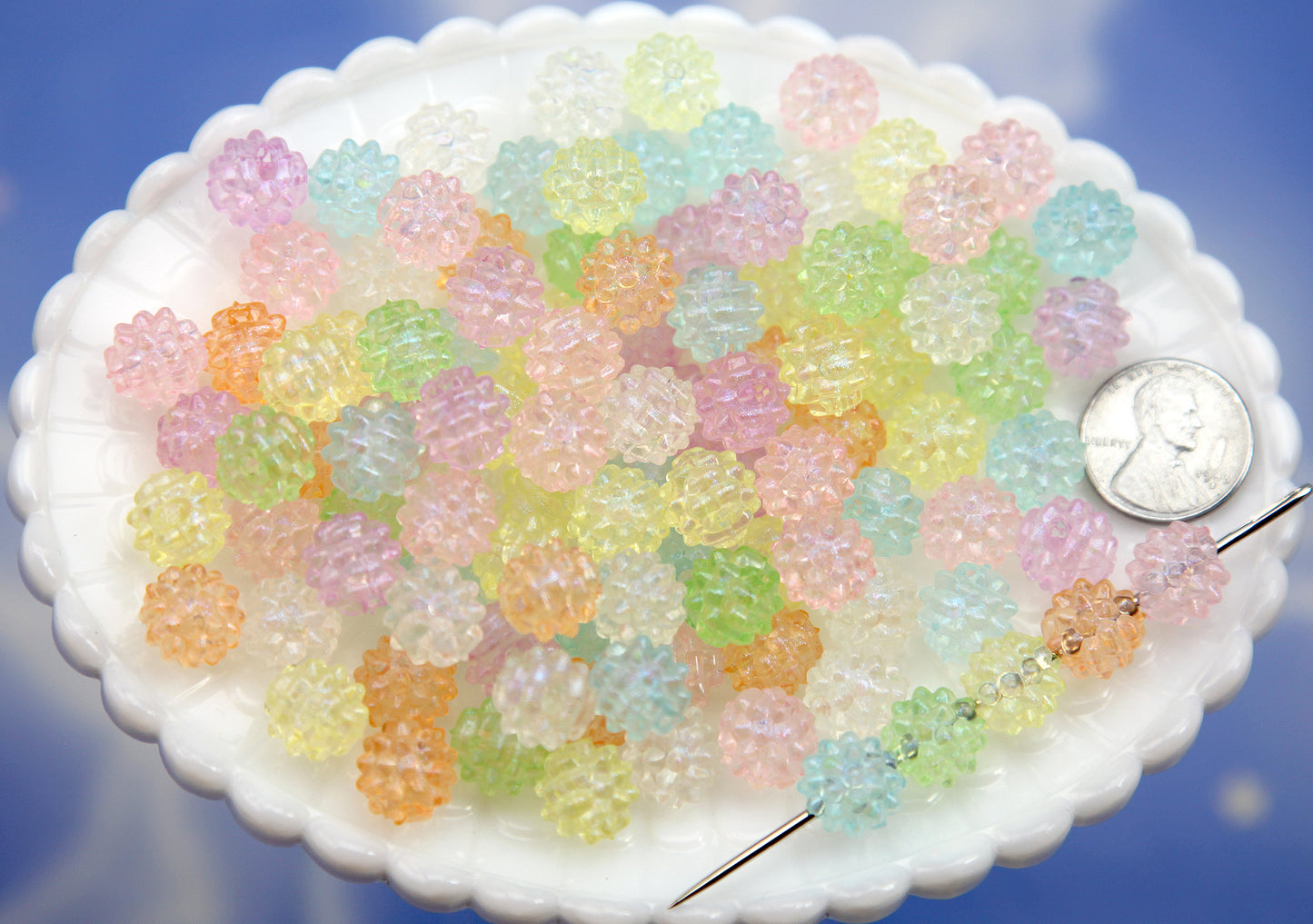 Small Pastel Konpeito Beads (50 pieces) 12mm Berry Beads, Faux Hard Candy Acrylic or Resin Beads