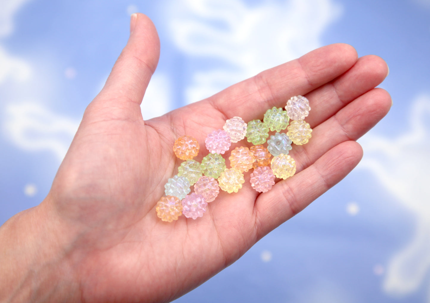 Small Pastel Konpeito Beads (50 pieces) 12mm Berry Beads, Faux Hard Candy Acrylic or Resin Beads