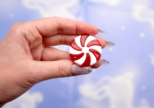 BIG Christmas Candy Beads - 35mm Large Peppermint Swirl Beads Holiday Candy Shape Chunky Acrylic or Resin Beads (8 pieces)