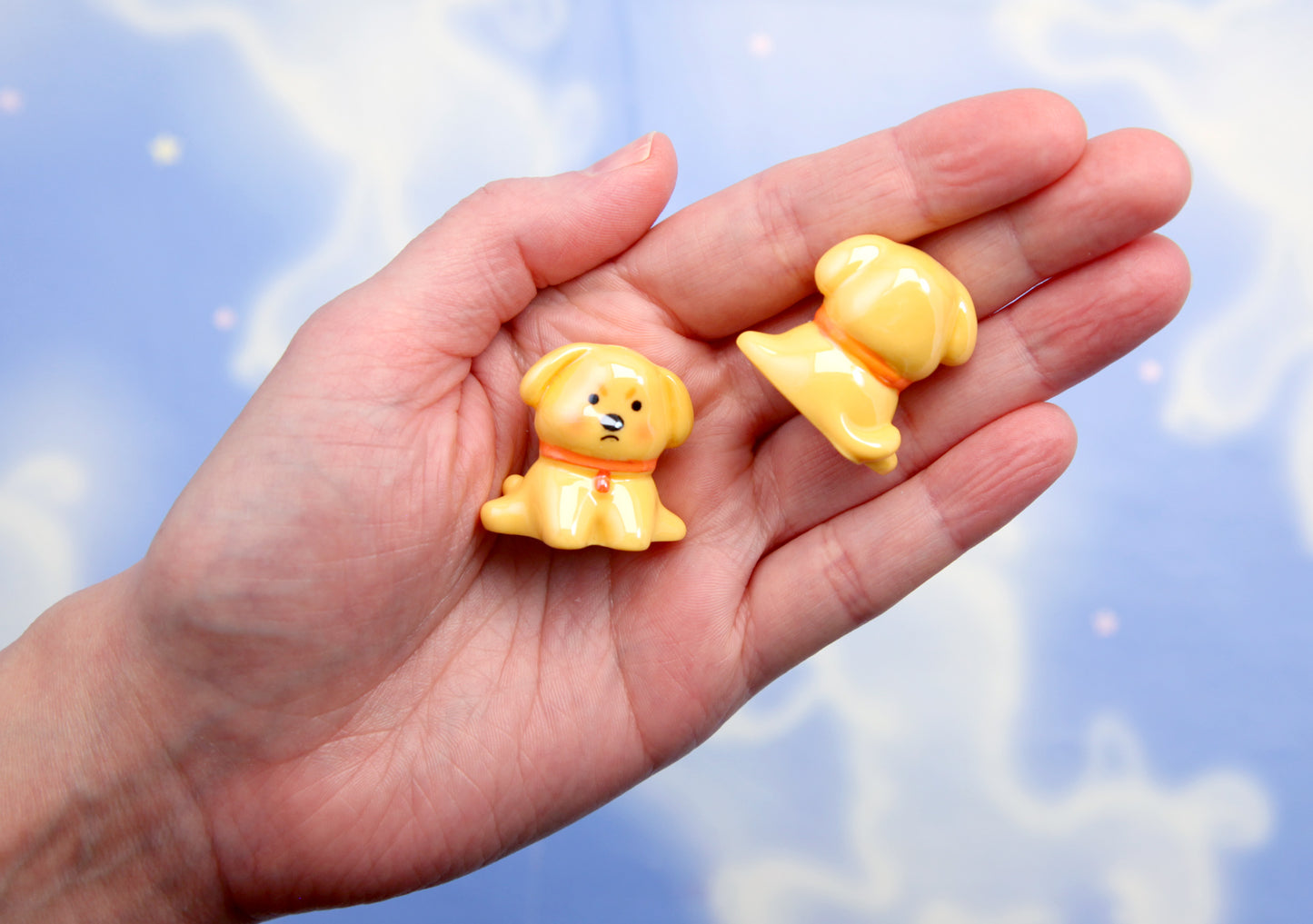 Cute Dog Beads - 25mm BIG Adorable Dog Bead Chunky Acrylic or Plastic Puppy Beads - 2 pieces