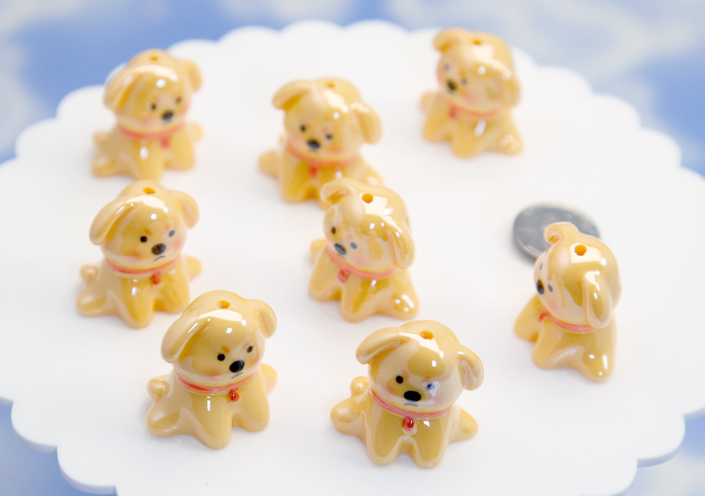 Cute Dog Beads - 25mm BIG Adorable Dog Bead Chunky Acrylic or Plastic Puppy Beads - 2 pieces