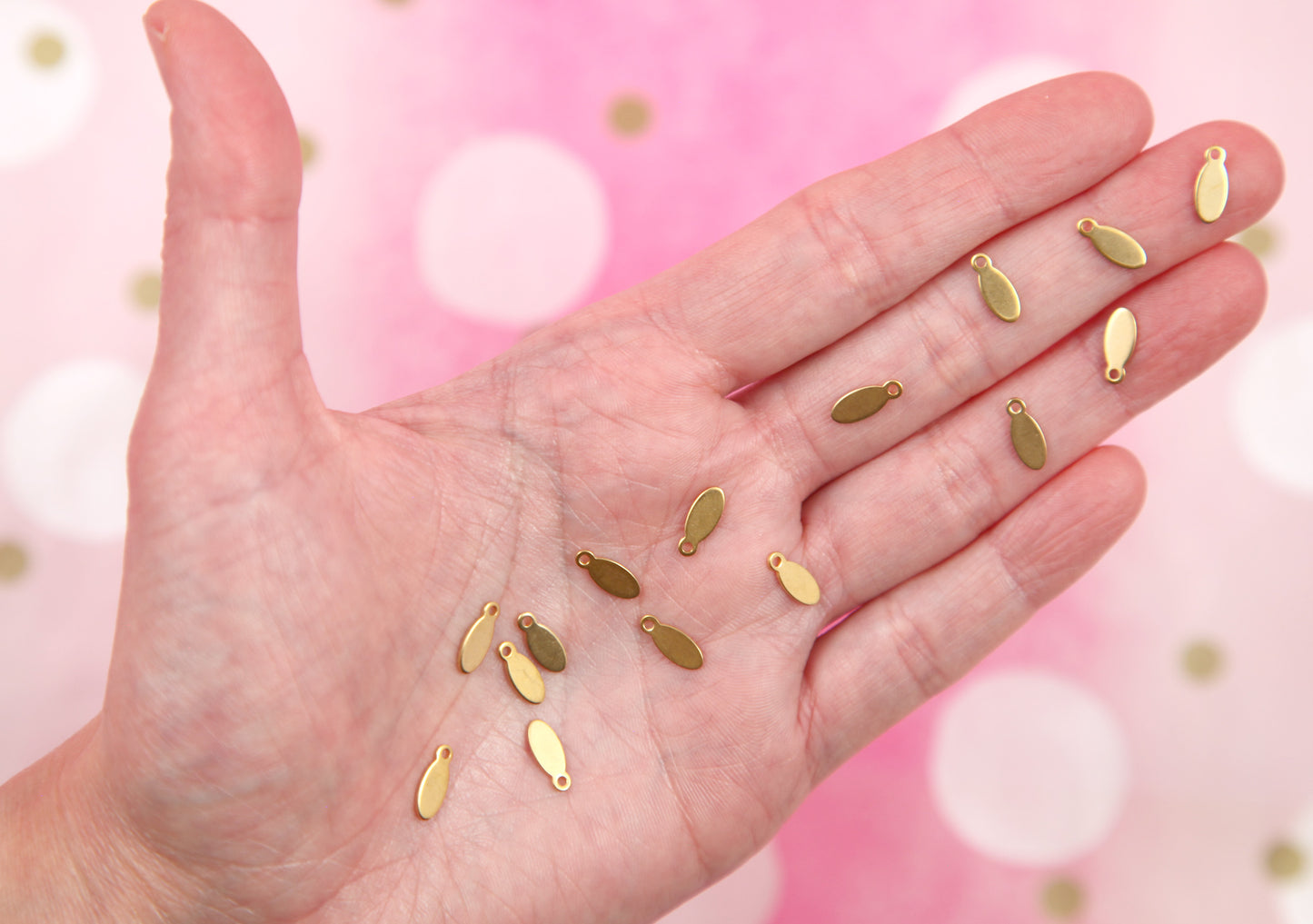 10mm Long Thin Shape Small Gold Color Bails - 25 pcs - Stainless Steel Drop Pads, for Making Cabochons into Charms!