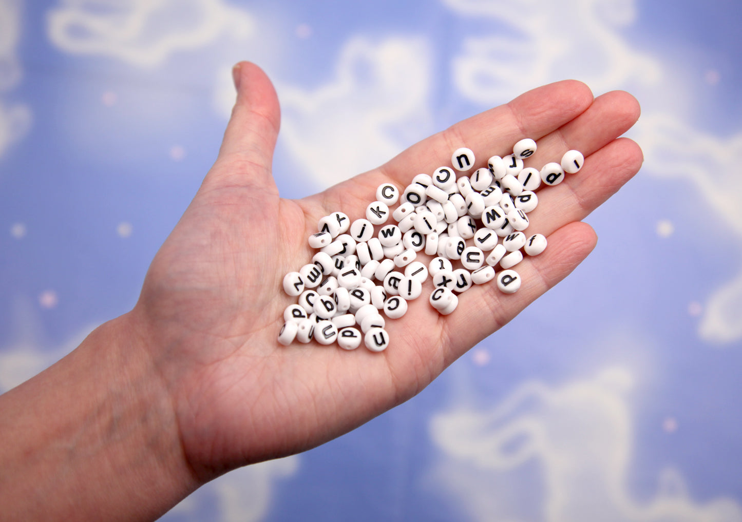 LOWER CASE Letter Beads - 7mm Little Round White Alphabet Lower Case Letters Acrylic or Resin Beads - 400 pc set