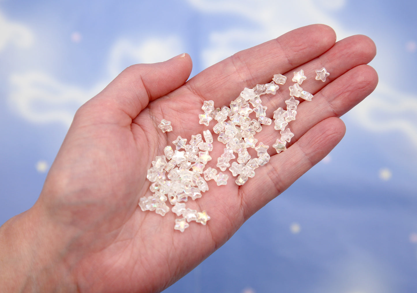 TINY AB Clear Star Beads - 500 pcs - 6mm Super Small Star Bead - Iridescent Plated Plastic Spacer Beads, Easily make any kind of jewelry
