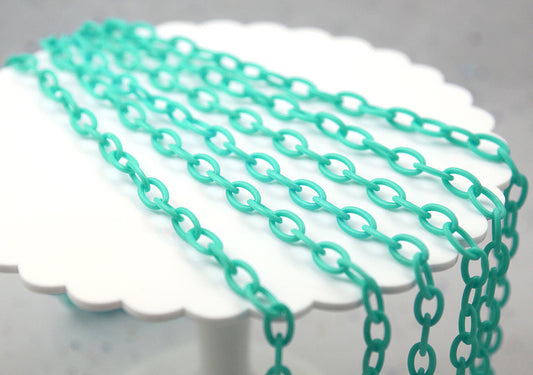 13mm Green Blue Acrylic or Plastic Chain - 16.5 inch length / 42 cm length - 3 pcs set