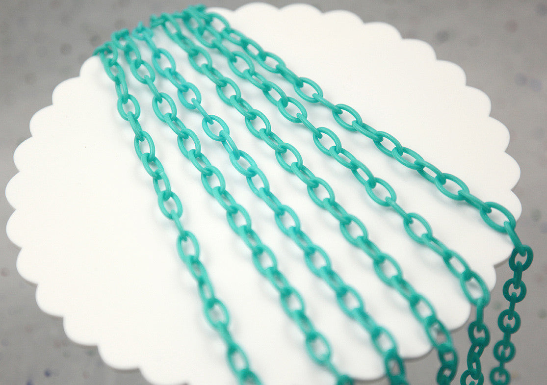13mm Green Blue Acrylic or Plastic Chain - 16.5 inch length / 42 cm length - 3 pcs set