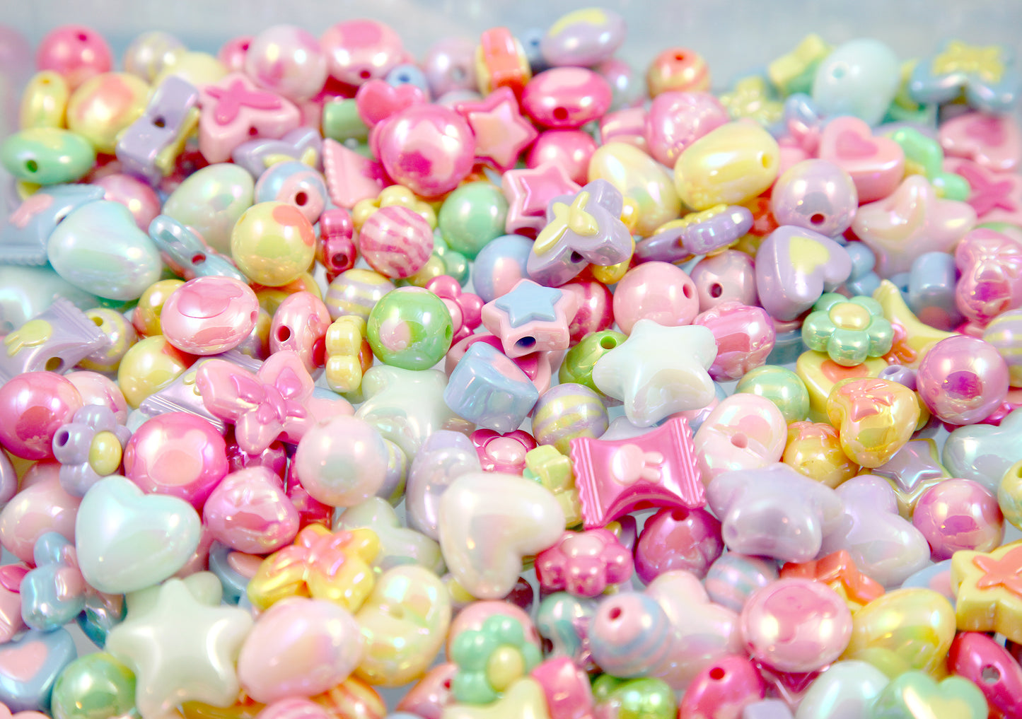 AB Pastel Bead Grab Bag - Cute Pastel Bead Soup - Acrylic Plastic Bead Assortment - great for kandi, ispy, sensory crafts, jewelry making