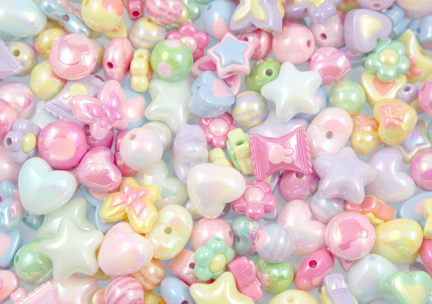 AB Pastel Bead Grab Bag - Cute Pastel Bead Soup - Acrylic Plastic Bead Assortment - great for kandi, ispy, sensory crafts, jewelry making