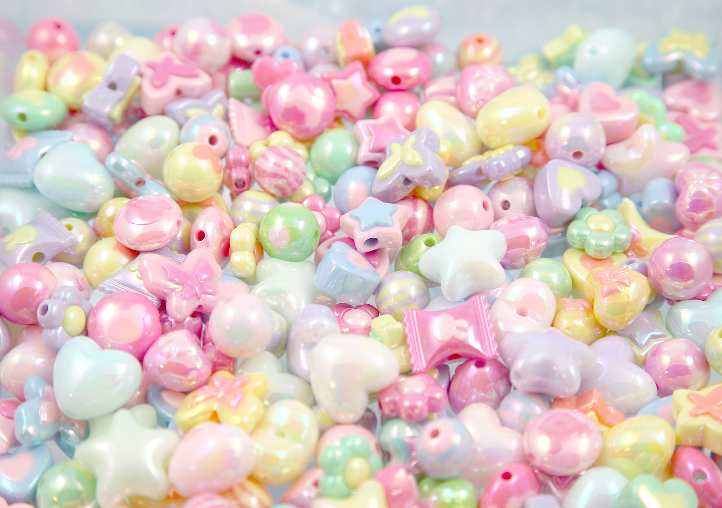 AB Pastel Bead Grab Bag - Cute Pastel Bead Soup - Acrylic Plastic Bead Assortment - great for kandi, ispy, sensory crafts, jewelry making