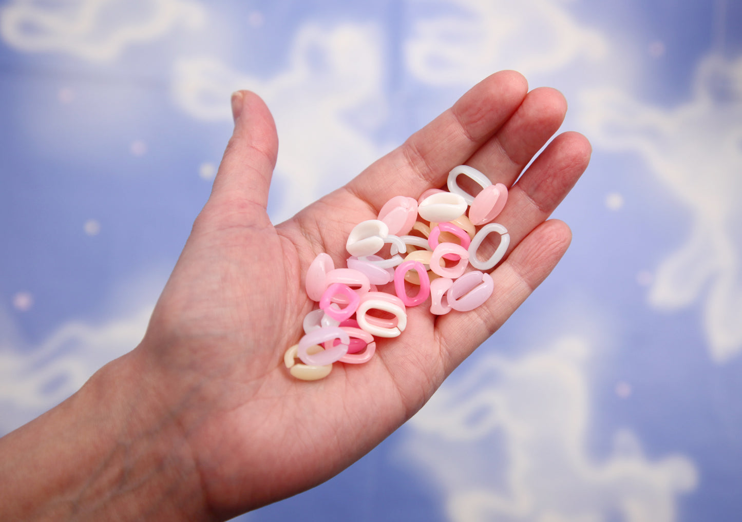 Milky Color Chain Links - 100 pieces - 15mm Small Jelly Pastel Color Plastic or Acrylic Chain Links - Snap together