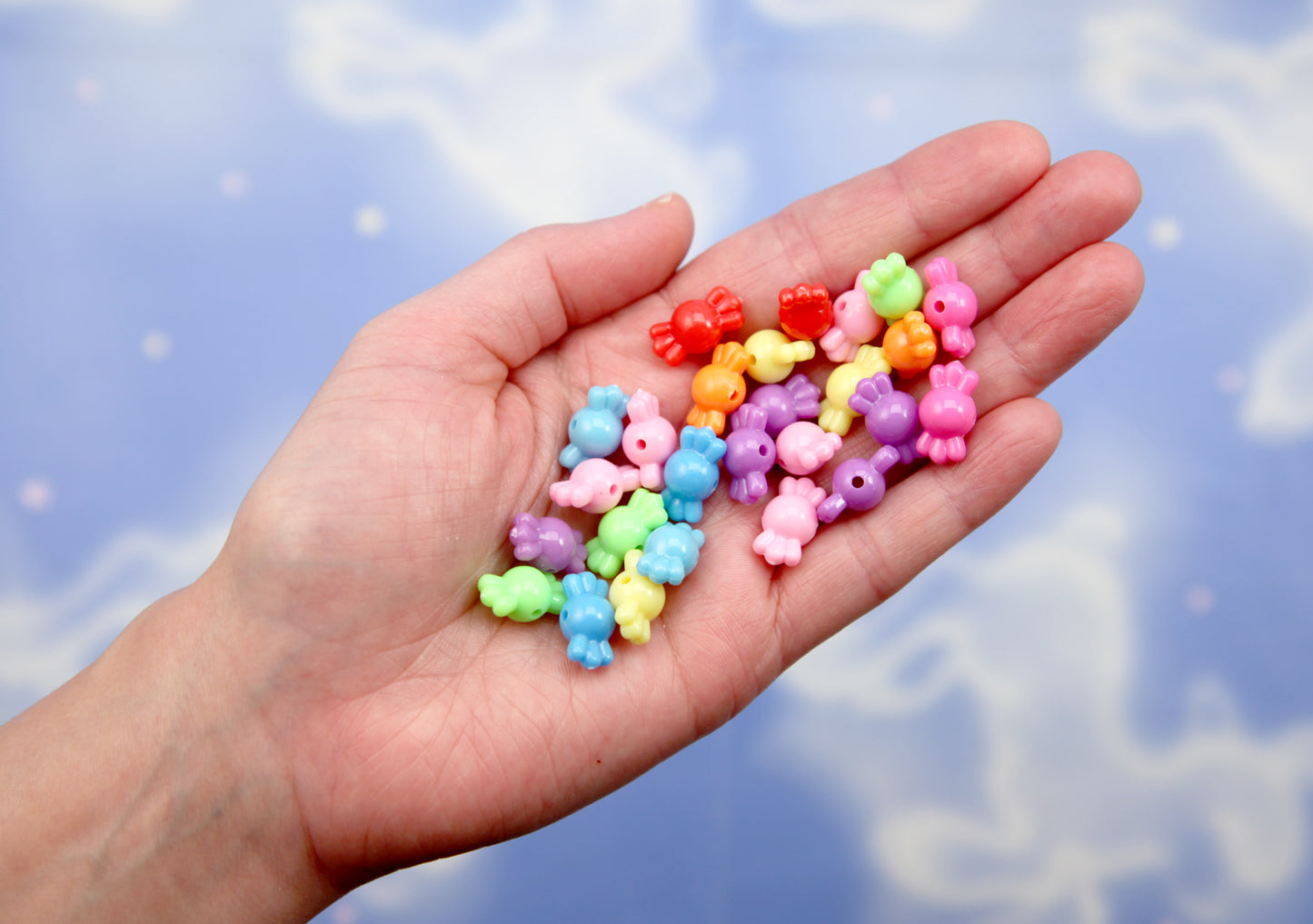 Small Candy Shape Beads (100 pcs) 9mm Little Bright Color Candy Shaped Acrylic or Resin Beads