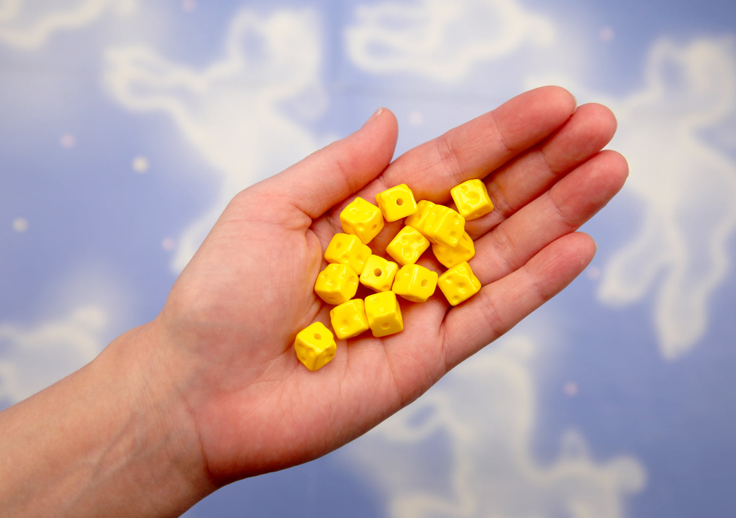 Small Cheese Beads (16 pieces) 10mm Cute Cheese Chunk Resin or Acrylic Beads - for Bead Pens or Jewelry Making