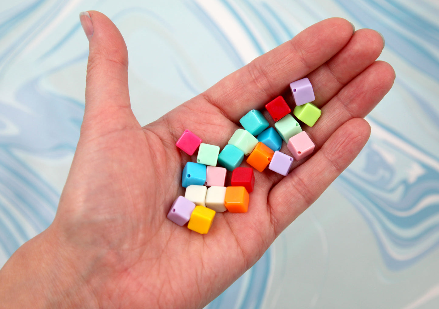 Cube Beads - 50 pieces - 8mm Small Colorful Pixel Blocks Plastic or Acrylic Beads