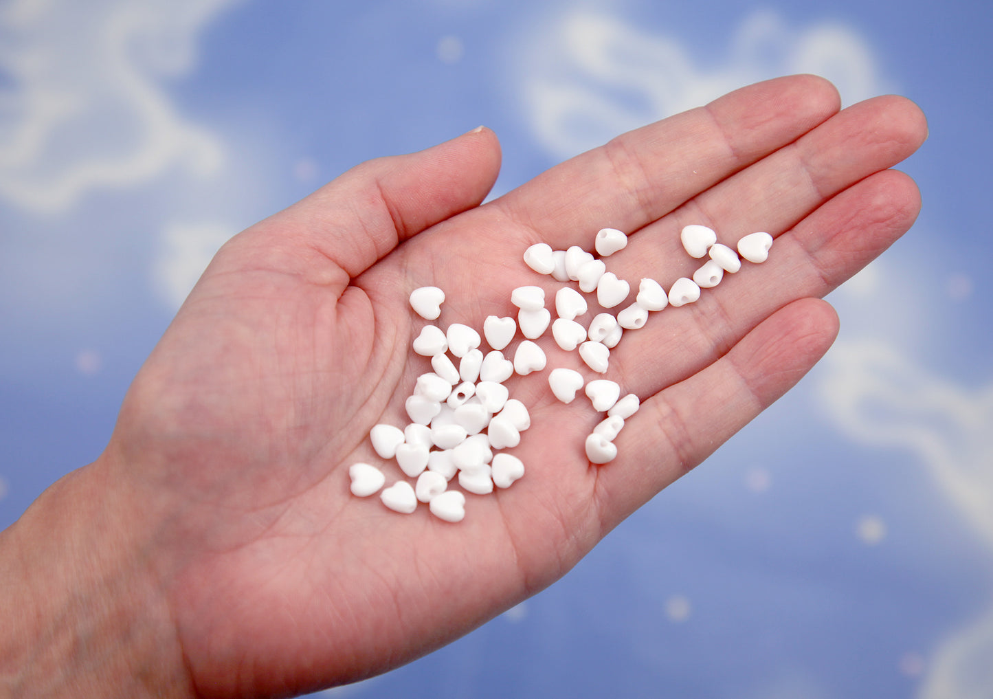 Tiny Heart Beads: 6mm White Acrylic Heart Shape Spacer Beads (500 pieces)
