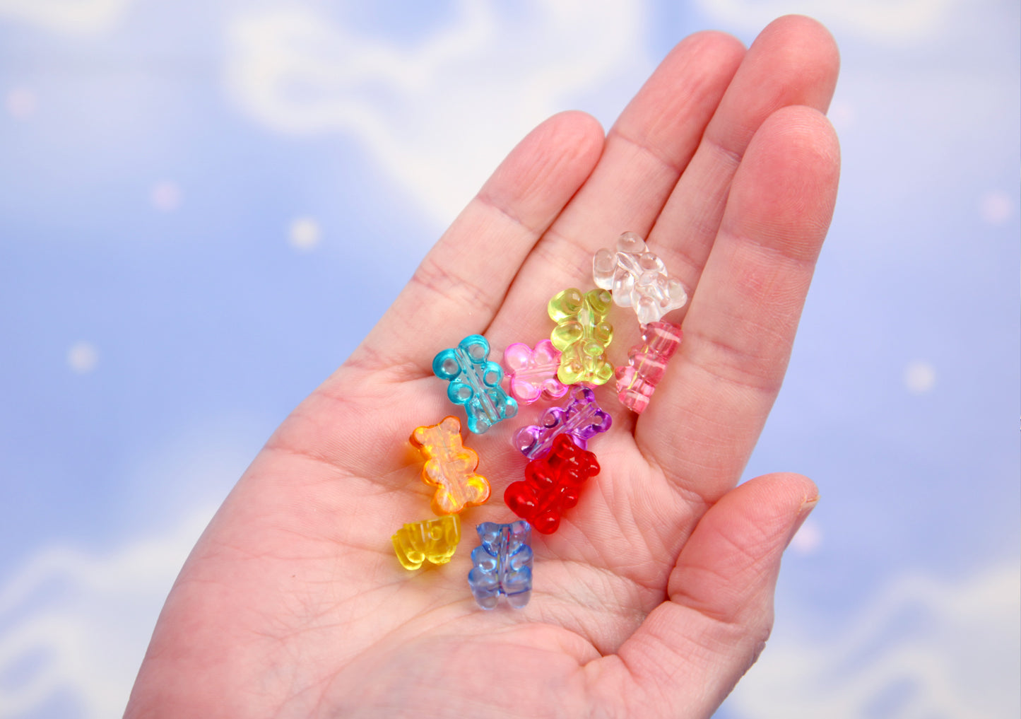 Gummy Bear Beads - 50 pcs - 15mm Fake Gummy Bears with Vertical Hole for Stringing - Fake Candy Resin Beads