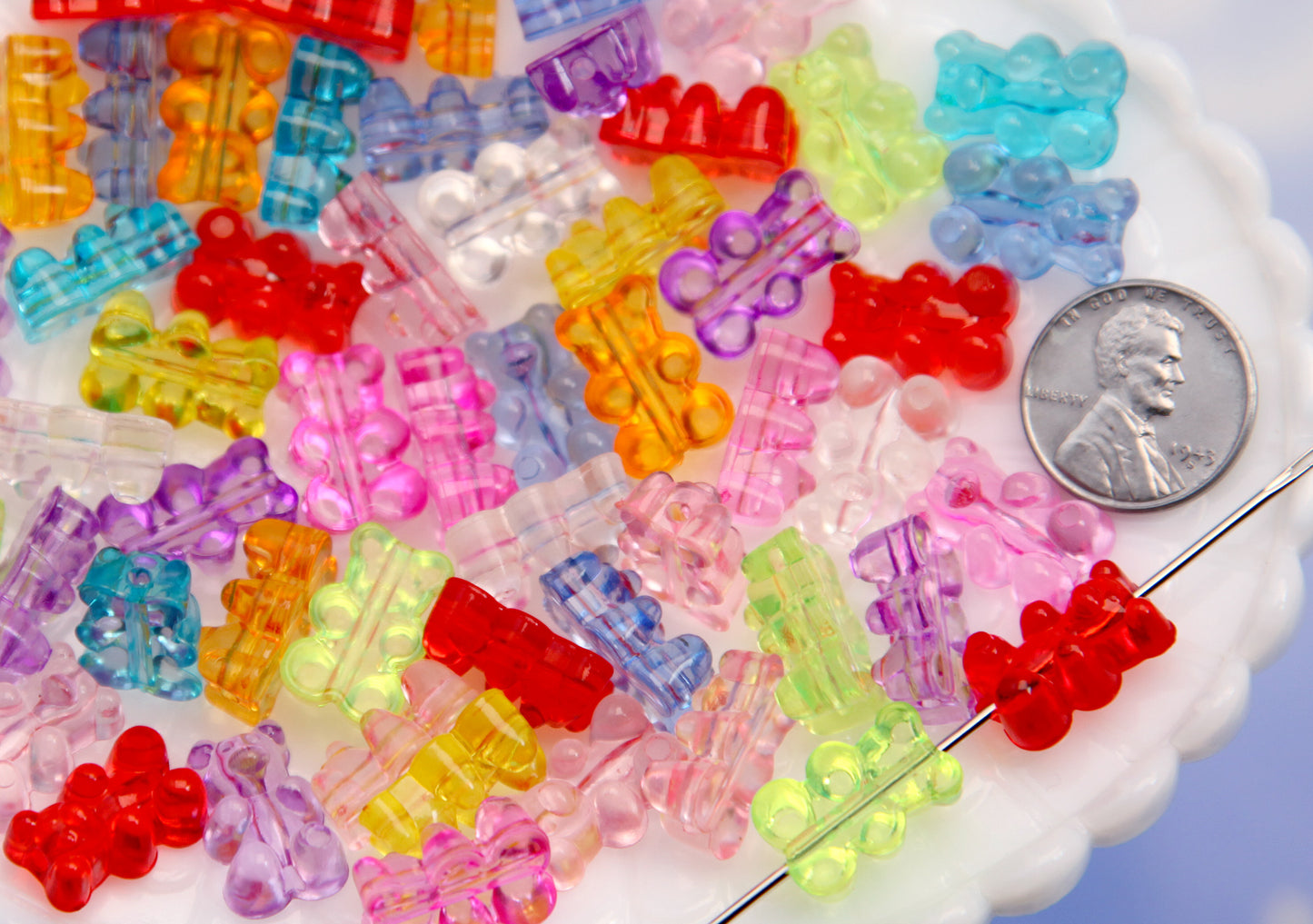 Gummy Bear Beads - 50 pcs - 15mm Fake Gummy Bears with Vertical Hole for Stringing - Fake Candy Resin Beads