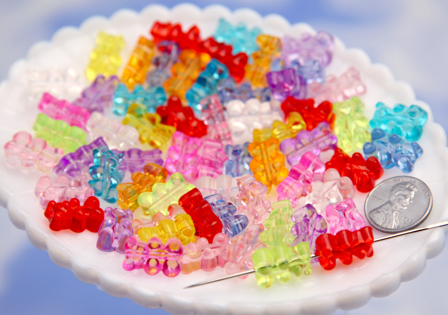 Gummy Bear Beads - 50 pcs - 15mm Fake Gummy Bears with Vertical Hole for Stringing - Fake Candy Resin Beads