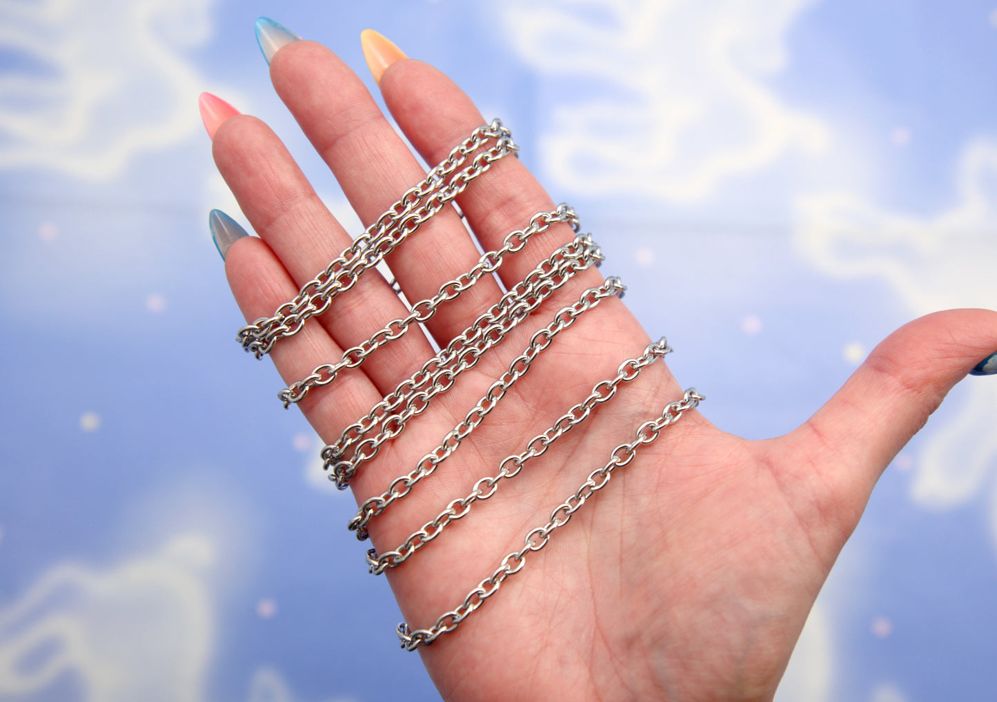 Stainless Steel Chain - Strong Silver Tone Chain for Jewelry Making - 5 feet / 1.5 meters